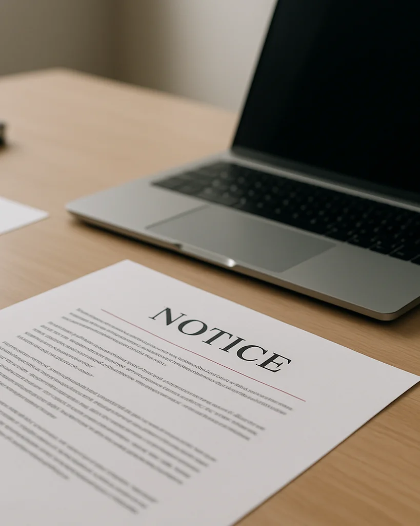 Editorial business photography of a neutral desk with printed not